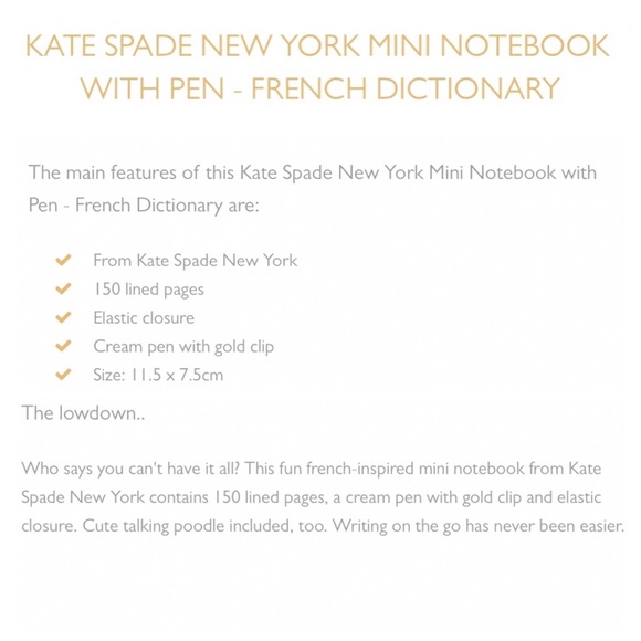 Kate Spade Mini Notebook with Pen - Picture 6 of 6